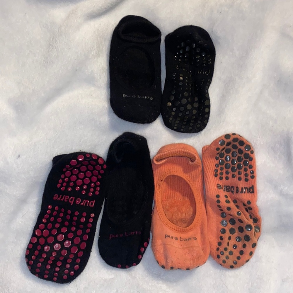 Set of 3 Pure Barre Mary Jane style grippy socks